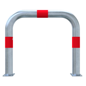 Impact protection bars | as e-charging post protection | to be fixed by plugs, | total width: 750mm, total height: 650mm | hot-dip galvanized with red reflective strips foil type RA1/A